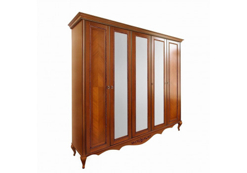 Шкаф 5 дверный с зеркалами Неаполь, Янтарь