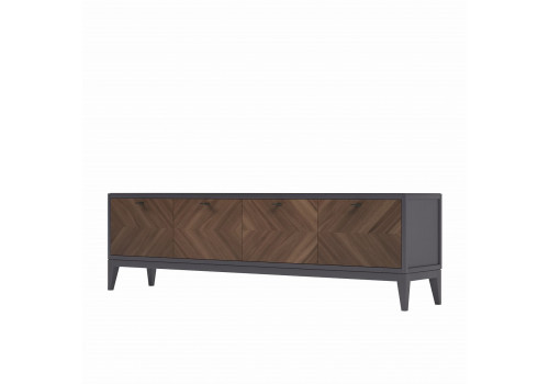 Тумба ТВ с 4мя дверками Альба, Орех Американский/Мокко