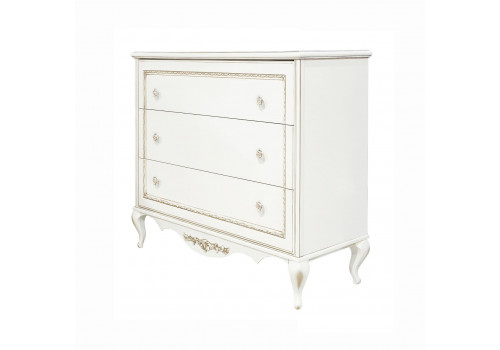 Комод малый Неаполь, Молочный/Патина Золото без структуры дерева