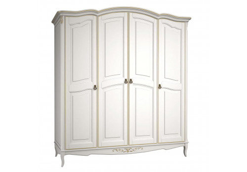 Шкаф 4х створчатый Тиволи, Молочный/Патина Золото