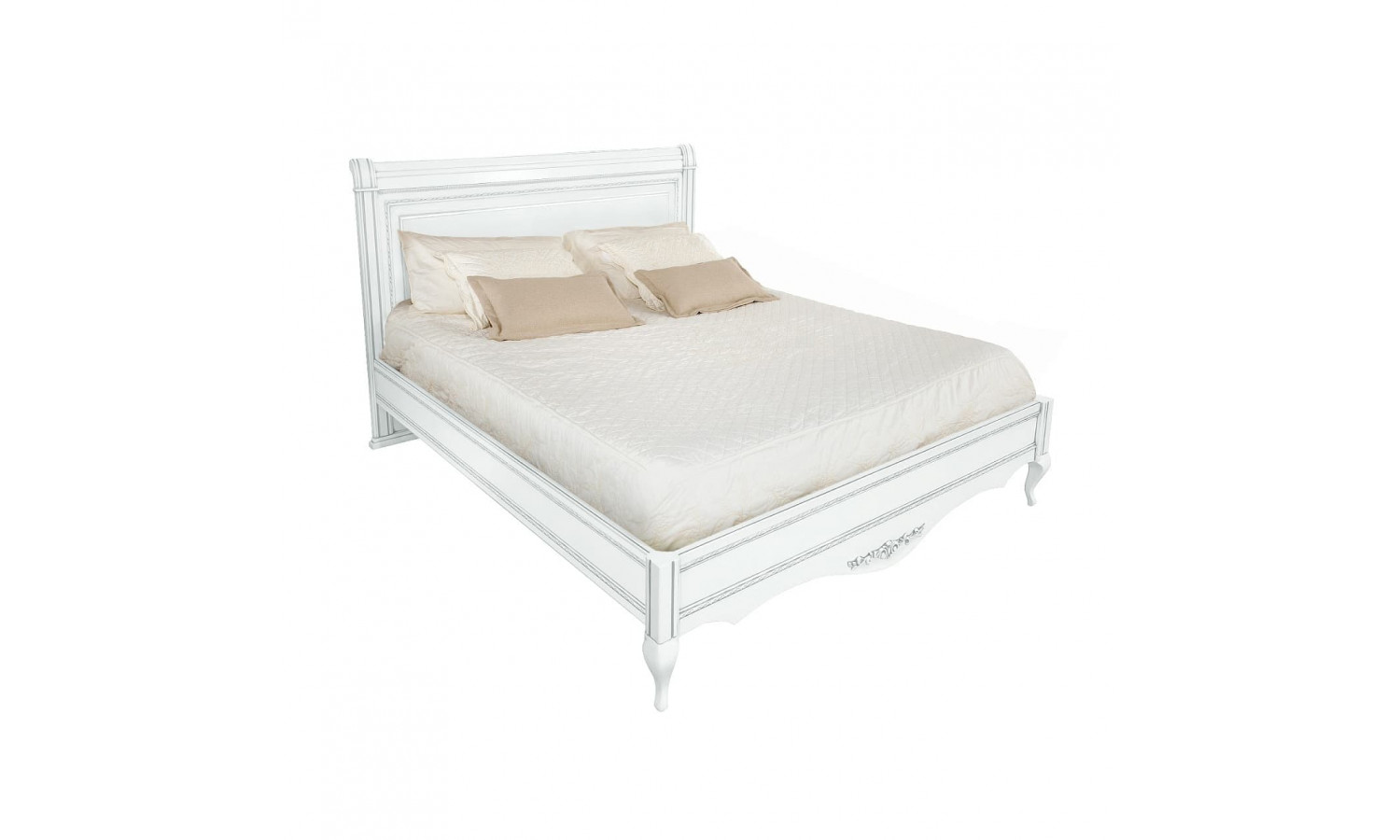 Кровать 160x200 Неаполь, Белый/Патина Серебро без структуры дерева