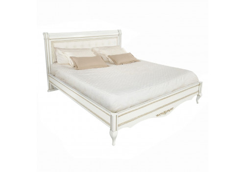 Кровать 180x200 с мягкой спинкой Неаполь, Молочный/Патина Золото без структуры дерева