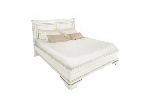 Кровать 160x200 Палермо Молочный/Патина Золото со структрой дерева