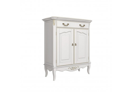 Комод 1 ящик +2 дверки Тиволи, Молочный/Патина Золото