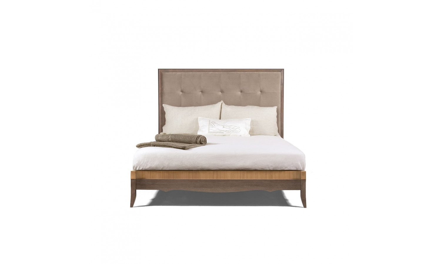 Кровать 180x200 с мягкой спинкой Монте-Карло, Дуб медовый/Дуб серокоричневый