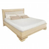 Кровать 180x200 с мягкой спинкой Палермо Ваниль/Патина Золото со структрой дерева