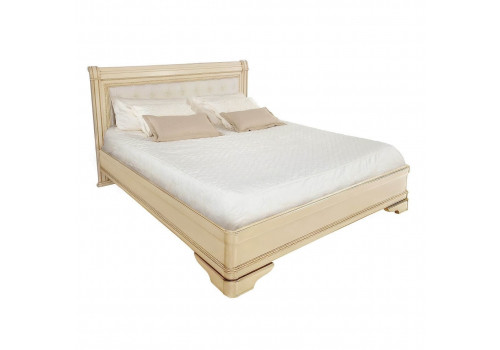 Кровать 180x200 с мягкой спинкой Палермо Ваниль/Патина Золото со структрой дерева