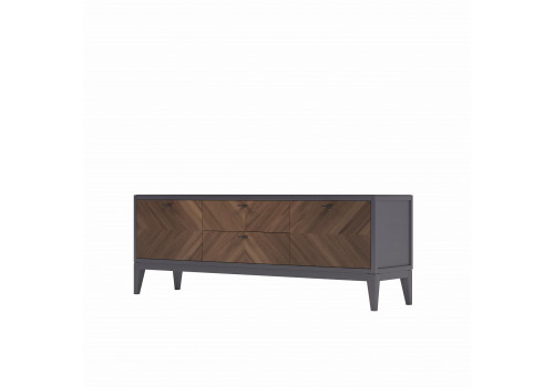 Тумба ТВ с 2мя дверками и ящиками Альба, Орех Американский/Мокко