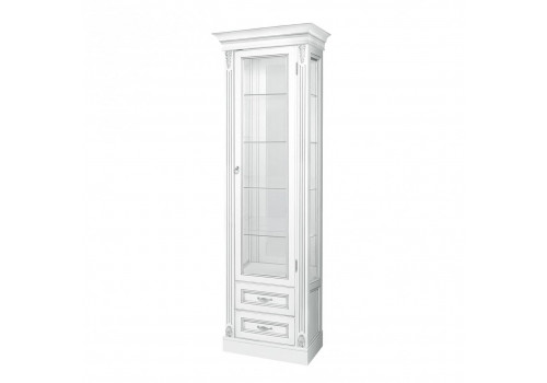 Витрина 1 дверная правая Палермо Белый/Патина Серебро со структурой дерева