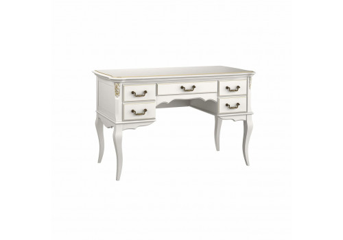 Туалетный стол пять ящиков Тиволи, Молочный/Патина Золото
