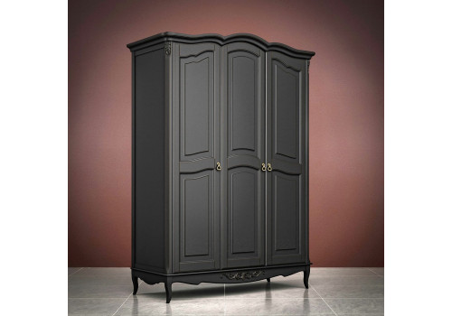 Шкаф 3х створчатый с зеркалом Тиволи, Черный