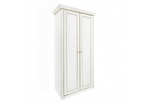 Шкаф 2 дверный с 1 полкой Палермо Молочный/Патина Золото со структрой дерева