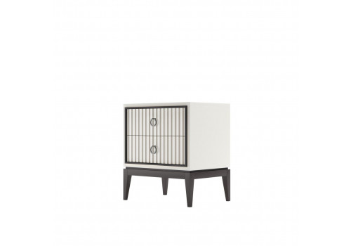 Тумба прикроватная, фасад с фрезеровкой Ницца, Молочный