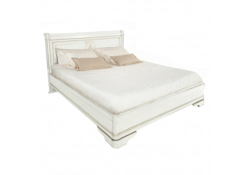 Кровать 180x200 Палермо Молочный/Патина Золото со структрой дерева