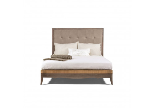 Кровать 160x200 с мягкой спинкой Монте-Карло, Дуб медовый/Дуб серокоричневый