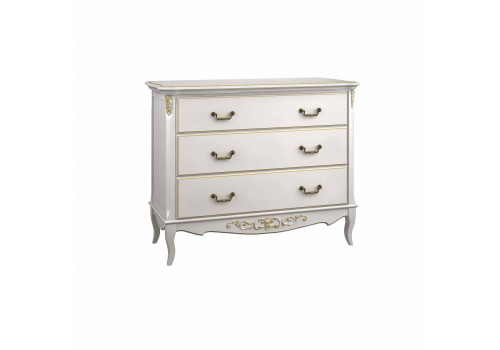 Комод 3 ящика Тиволи, Молочный/Патина Золото