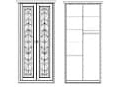 Шкаф 2 дверный с внутренней перегородкой и 5 полками Палермо Ваниль/Патина Золото со структрой дерева