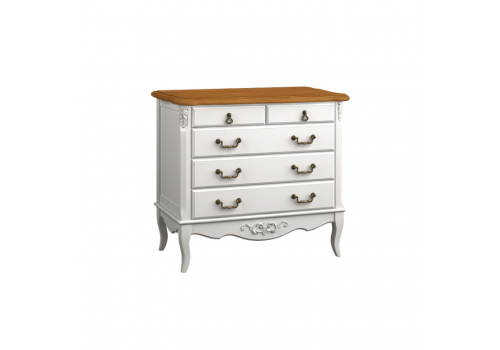 Комод 5 ящиков Тиволи WOOD, Молочный/Ясень