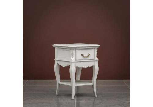 Тумба прикроватная узкая 1 ящик Тиволи, Молочный