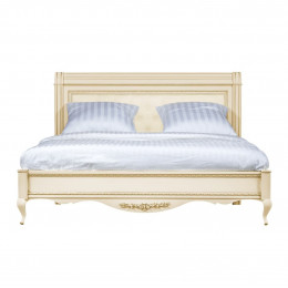 Кровать 160x200 с мягкой спинкой Неаполь, Ваниль/Патина Золото без структуры дерева