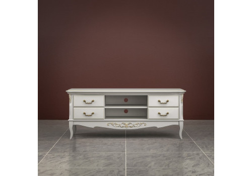 Тумба ТВ Тиволи, Молочный/Патина Золото