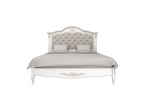 Кровать 120x200 с мягкой спинкой Тиволи, Молочный/Патина Золото