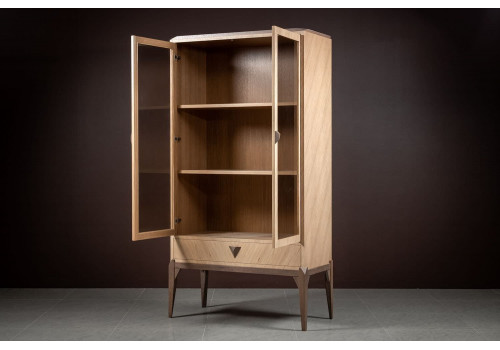 Витрина 2х дверная Барселона, Дуб медовый/Дуб серокоричневый