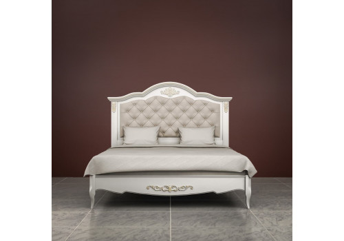 Кровать 120x200 с мягкой спинкой Тиволи, Молочный/Патина Золото