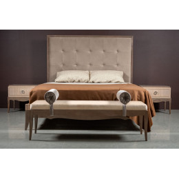 Кровать 160x200 с мягкой спинкой Монте-Карло, Дуб дымчатый/пепельный