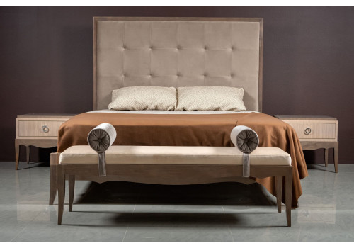 Кровать 160x200 с мягкой спинкой Монте-Карло, Дуб дымчатый/пепельный