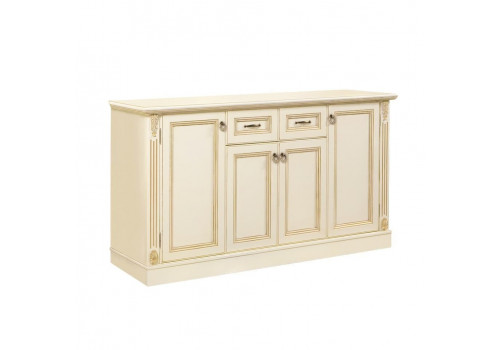 Комод 4х дверный Палермо Ваниль/Патина Золото со структрой дерева