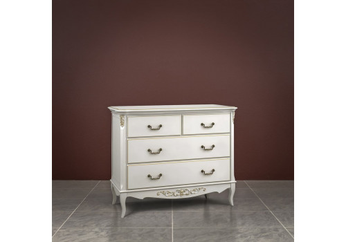 Комод 4 ящика Тиволи, Молочный/Патина Золото