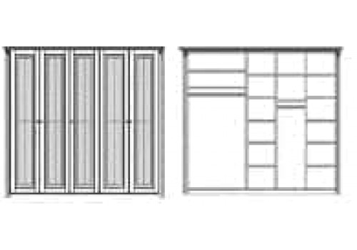 Шкаф 5 дверный Палермо Ваниль/Патина Золото со структрой дерева