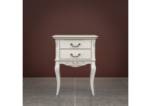 Тумба придиванная 2 ящика Тиволи, Молочный/Патина Золото