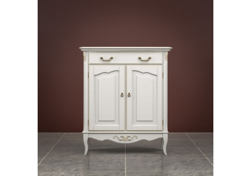 Комод 1 ящик +2 дверки Тиволи, Молочный/Патина Золото