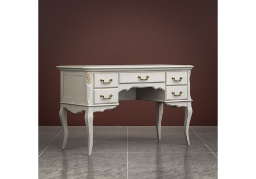 Туалетный стол пять ящиков Тиволи, Молочный/Патина Золото
