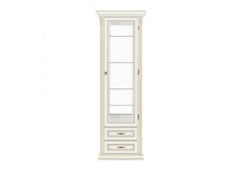 Витрина 1 дверная правая Палермо Молочный/Патина Золото со структрой дерева