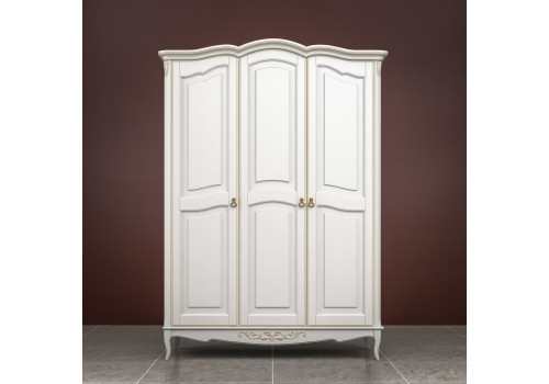 Шкаф 3х створчатый Тиволи, Молочный/Патина Золото