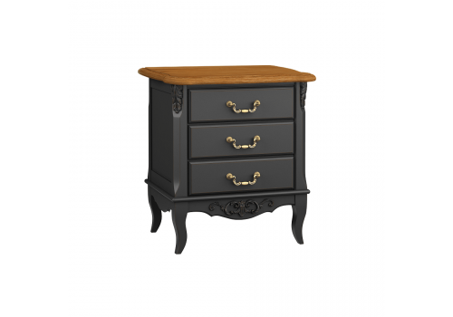 Тумба прикроватная 3 ящика Тиволи WOOD, Черный/Ясень