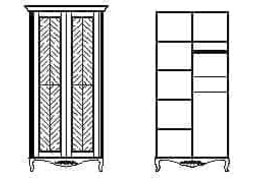Шкаф 2 дверный с 5 полками Неаполь, Янтарь