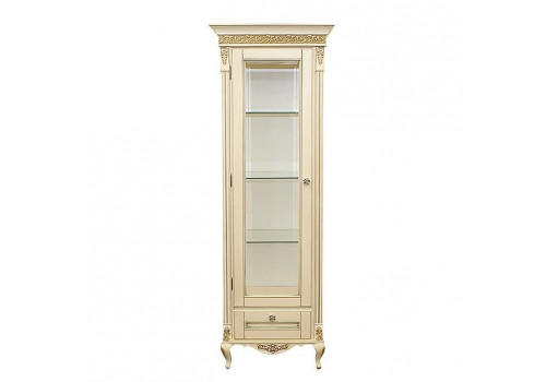 Витрина левая Неаполь, Ваниль/Патина Золото без структуры дерева