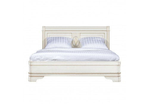 Кровать 160x200 Палермо Молочный/Патина Золото со структрой дерева