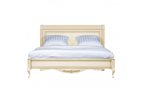 Кровать 180x200 с мягкой спинкой Неаполь, Ваниль/Патина Золото без структуры дерева