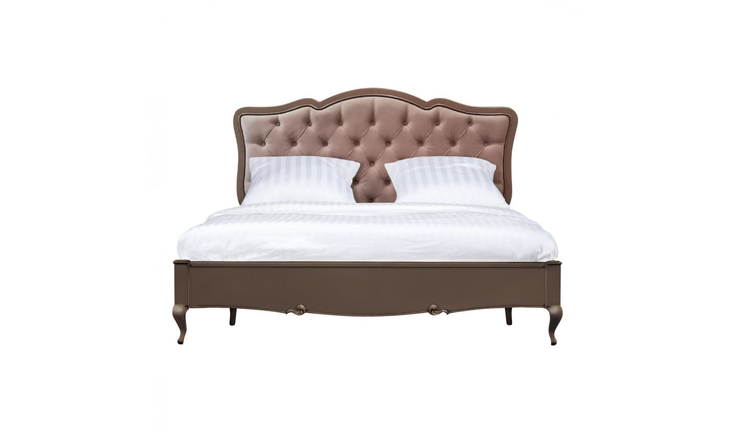 Кровать 160x200 Портофино с мягким изголовьем, Кварц/Патина коричневая