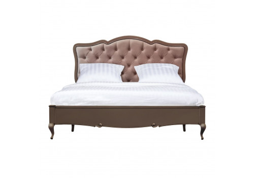 Кровать 160x200 Портофино с мягким изголовьем, Кварц/Патина коричневая
