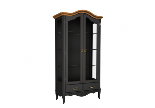 Сервант 2ств. с зеркальной задней стенкой Тиволи WOOD, Черный/Ясень