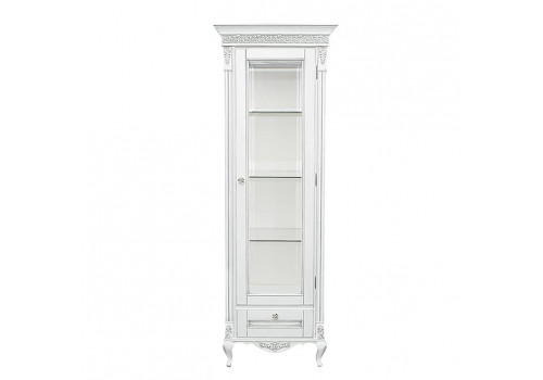 Витрина правая Неаполь, Белый/Патина Серебро без структуры дерева