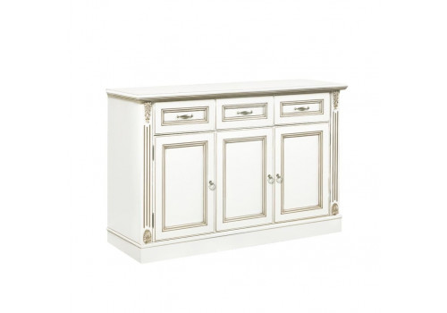Комод 3х дверный Палермо Молочный/Патина Золото со структрой дерева