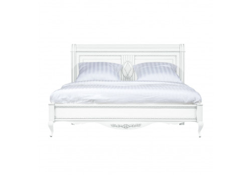 Кровать 140x200 Неаполь, Белый/Патина Серебро без структуры дерева