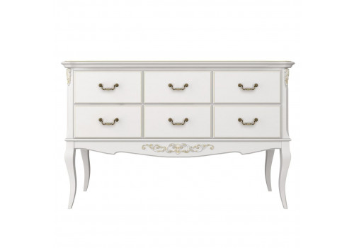 Консоль 6 ящиков Тиволи, Молочный/Патина Золото